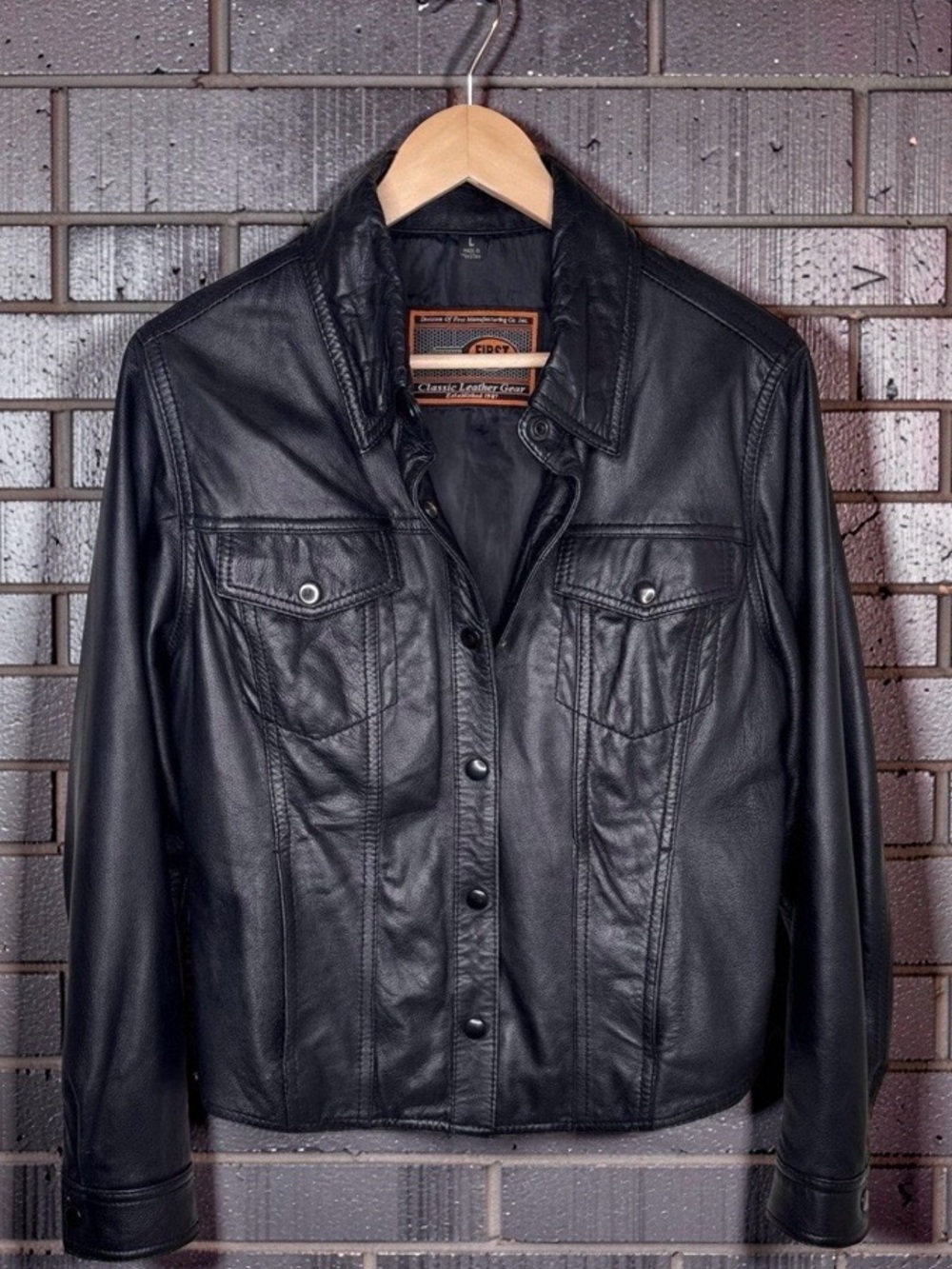 First Classics 90s vintage,black,genuine high-quality leather jacket,smooth EUC